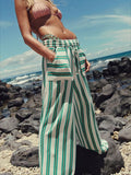 Striped Wide - Leg Drawstring Pants - CELIVINE