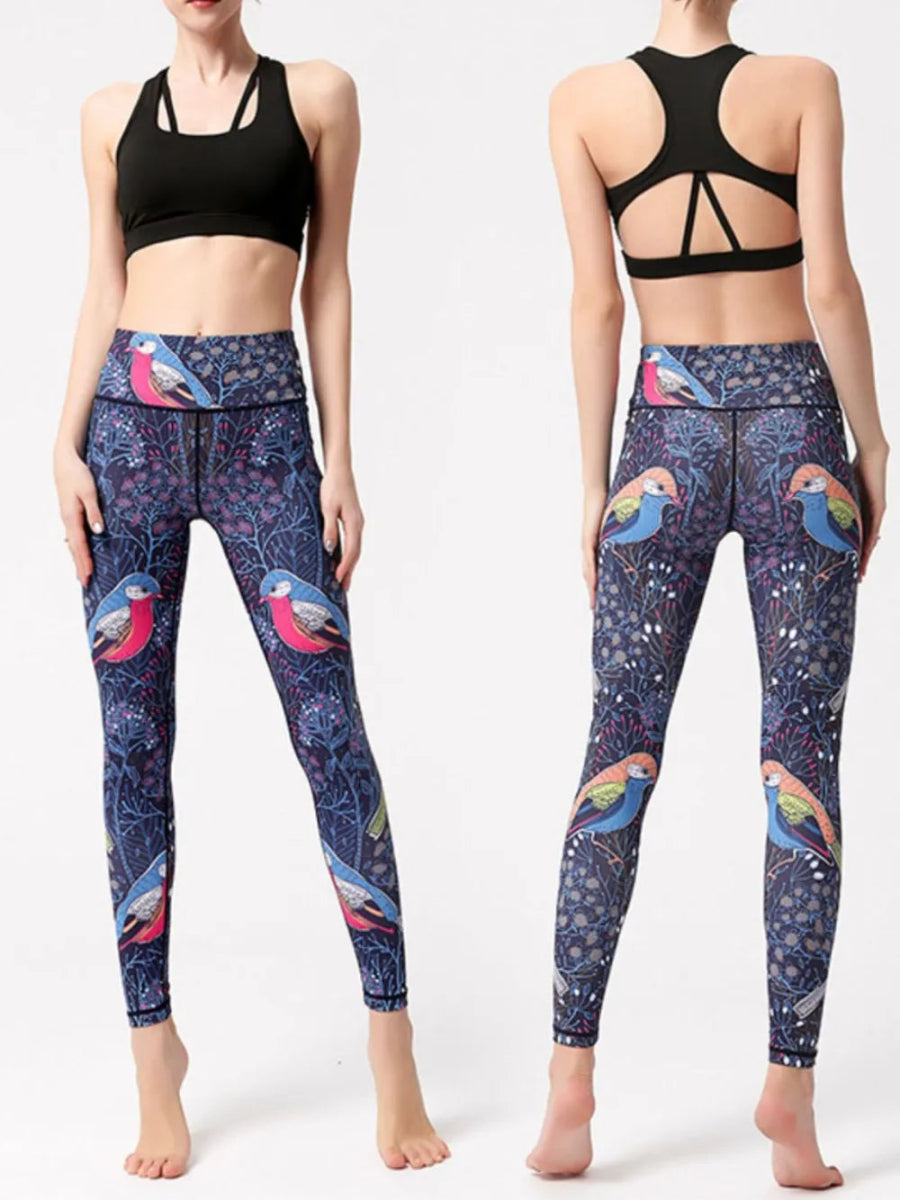 Graphic High Waist Active Leggings - CELIVINE