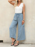 Contrast Striped Wide leg Pants - CELIVINE