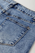 High - Waisted Wide - Leg Cuffed Jeans - CELIVINE