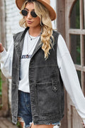 Sleeveless Denim Top with A Detachable Hood - CELIVINE