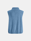 Full Size Fuzzy Zip Up Vest Coat with Pockets - CELIVINE