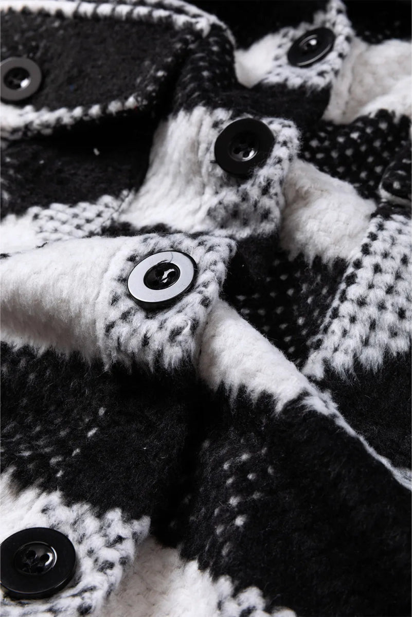 Plaid Button Up Long Sleeve Jacket - CELIVINE