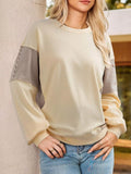 Striped Round Neck Long Sleeve Sweatshirt - CELIVINE
