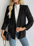 Perfee Lapel Collar Long Sleeve Blazer - CELIVINE