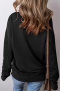 Solid Color Round Neck Long Sleeve Sweatshirt - CELIVINE