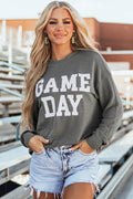 GAME DAY Striped Round Neck Long Sleeve Top - CELIVINE