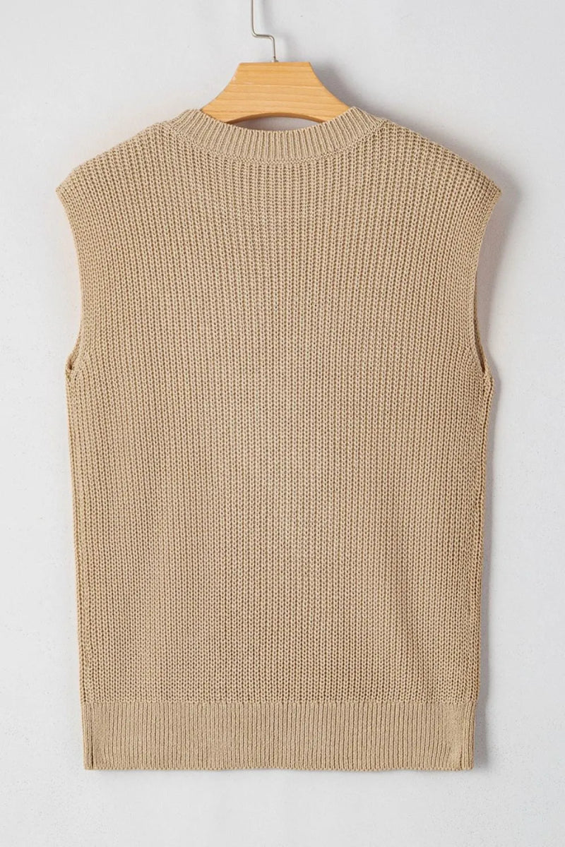 Western Cowboy Embroidery Round Neck Sleeveless Sweater - CELIVINE