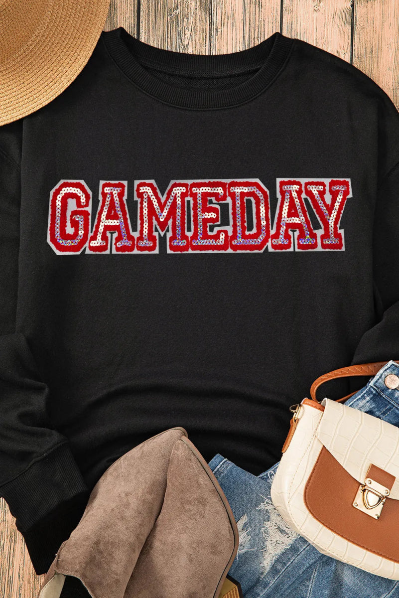 GAME DAY Round Neck Long Sleeve Sweatshirt - CELIVINE