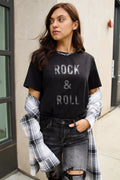 Simply Love Full Size ROCK & ROLL Short Sleeve T-Shirt - CELIVINE