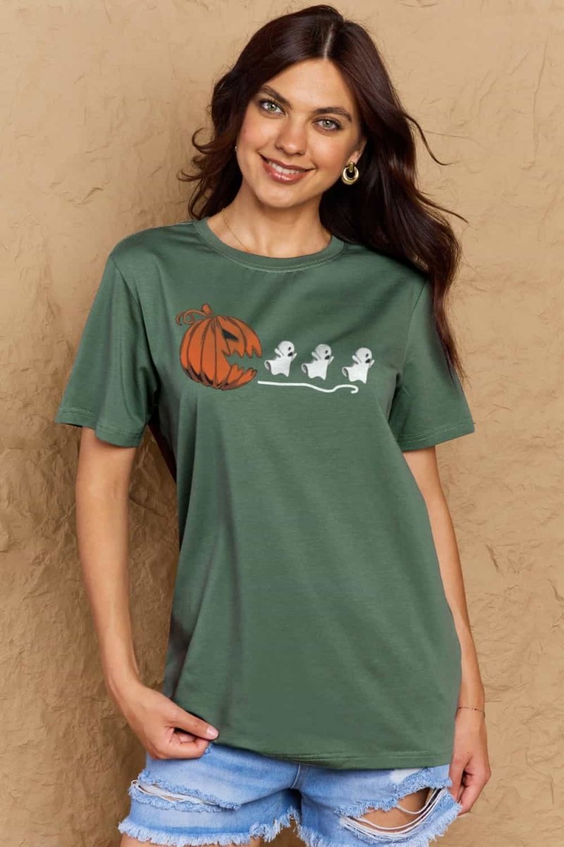 Simply Love Full Size Jack - O' - Lantern Graphic Cotton T-Shirt - CELIVINE