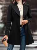 Collared Neck Long Sleeve Longline Coat - CELIVINE