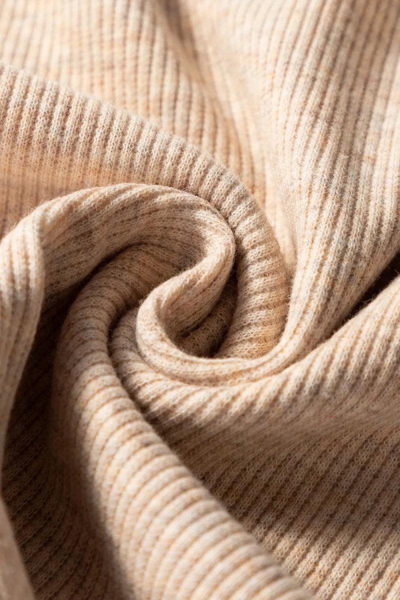 Short Sleeve Half Button Ribbed Knit Top - CELIVINE