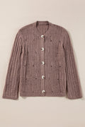 Button Up Long Sleeve Cardigan - CELIVINE