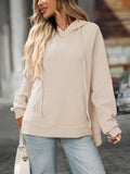 Textured Drawstring Long Sleeve Hoodie - CELIVINE