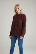 Cable Knit Long Sleeve Sweater - CELIVINE