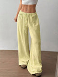 Full Size Drawstring Wide Leg Pants Plus Size - CELIVINE