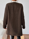 Open Front Long Sleeve Winter Coat - CELIVINE