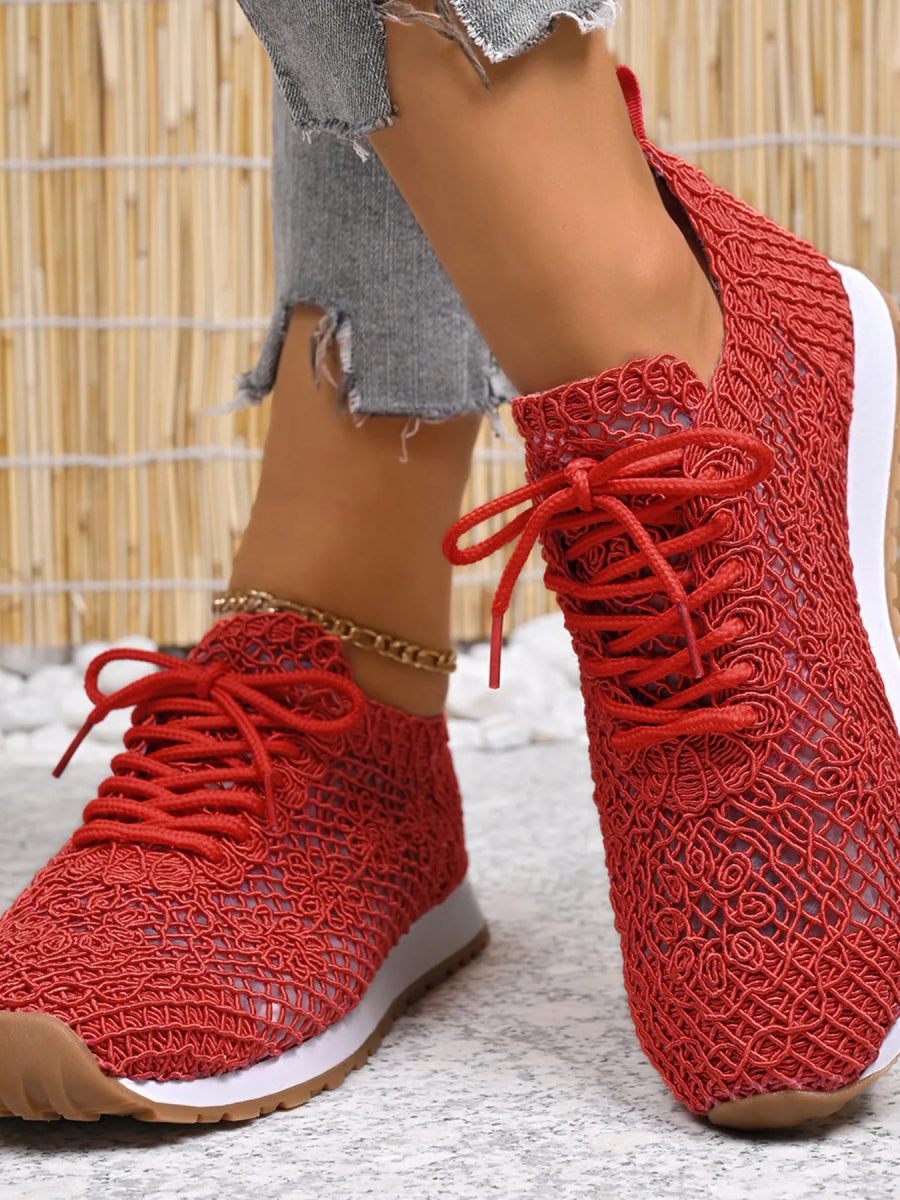 Breathable Mesh Lace - Up Sneakers - CELIVINE