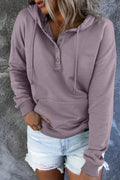 Dropped Shoulder Long Sleeve Hoodie with Pocket - CELIVINE