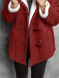 Full Size Cozy Sherpa Lined Toggle Coat with Hood Plus Size - CELIVINE
