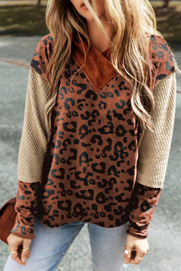 Leopard Dropped Shoulder Hoodie - CELIVINE