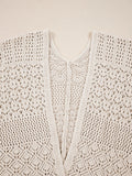 Hollowed Knit Open Front Cardigan - CELIVINE