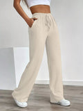 Texture Wide Leg Pants - CELIVINE