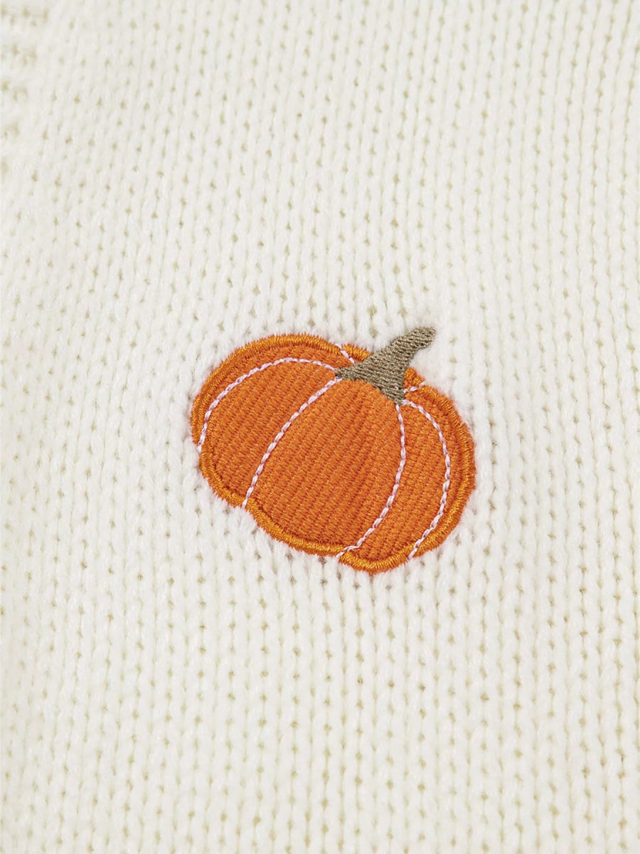 Halloween Pumpkin Embroidered Knit Cardigan - CELIVINE