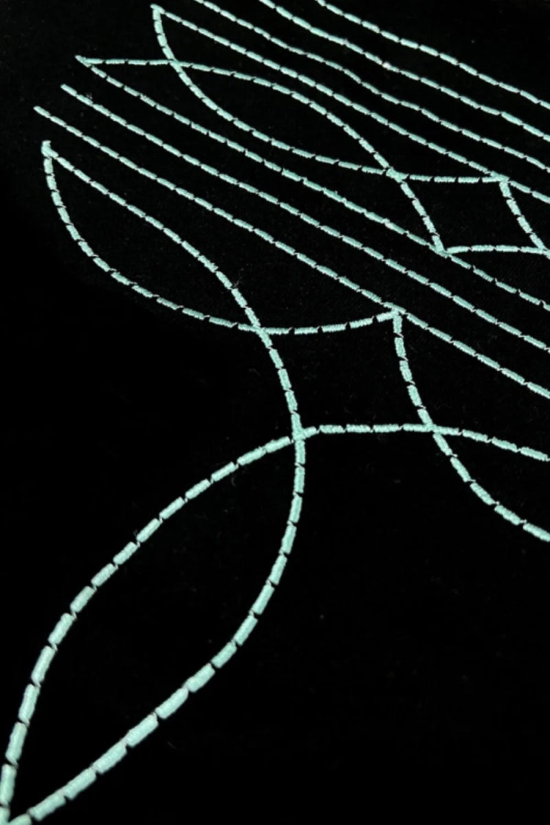 Embroidered Round Neck Short Sleeve T-Shirt - CELIVINE