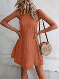 Eyelet Grecian Neck Mini Dress - CELIVINE