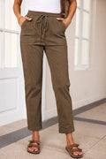 Drawstring Straight Pants with Pockets - CELIVINE