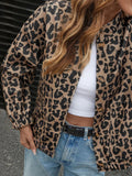Leopard Print Casual Button Up Jacket - CELIVINE