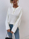 Quarter - Button Slit Sweater - CELIVINE