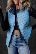 Pocketed Zip Up Vest Coat - CELIVINE