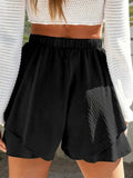 High - Waisted Elastic Waistband Layered Shorts - CELIVINE