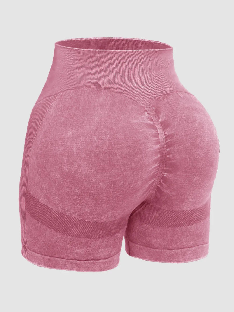 Washed High Waist Active Shorts - CELIVINE
