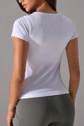Square Neck Active T-Shirt with Detachable Chest Pads - CELIVINE