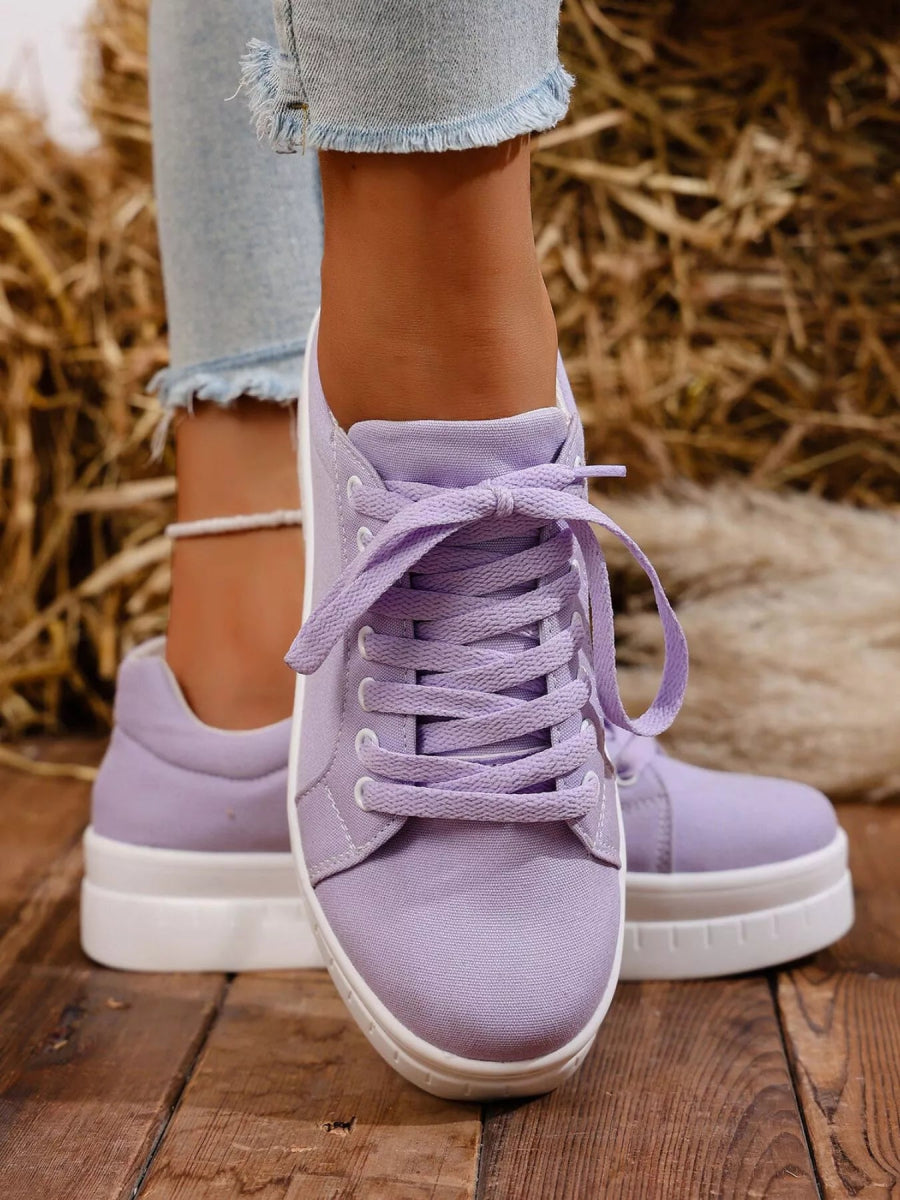 Lace Up Platform Sneakers - CELIVINE