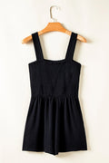 Smocked Bust Textured Knit Sleeveless Romper - CELIVINE