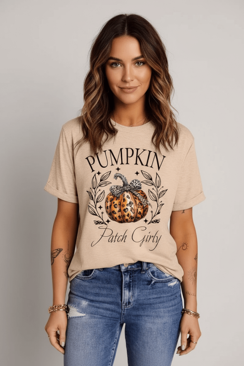 Pumpkin Graphic Round Neck Short Sleeve T-Shirt - CELIVINE