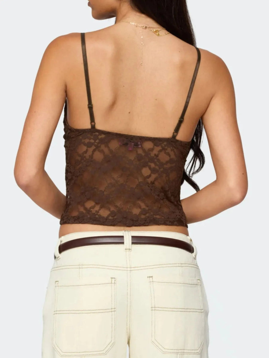 Adjustable Strap Lace Cami - CELIVINE