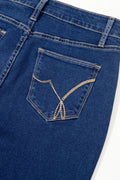 Center Seam Deep Wash Straight Jeans - CELIVINE