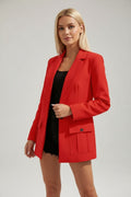 Lapel Collar Long Sleeve Blazer - CELIVINE