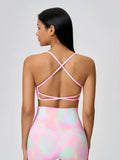 Crisscross Back Scoop Neck Active Cami with Detachable Chest Pads - CELIVINE