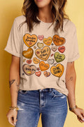 Heart Graphic Round Neck Short Sleeve T-Shirt - CELIVINE
