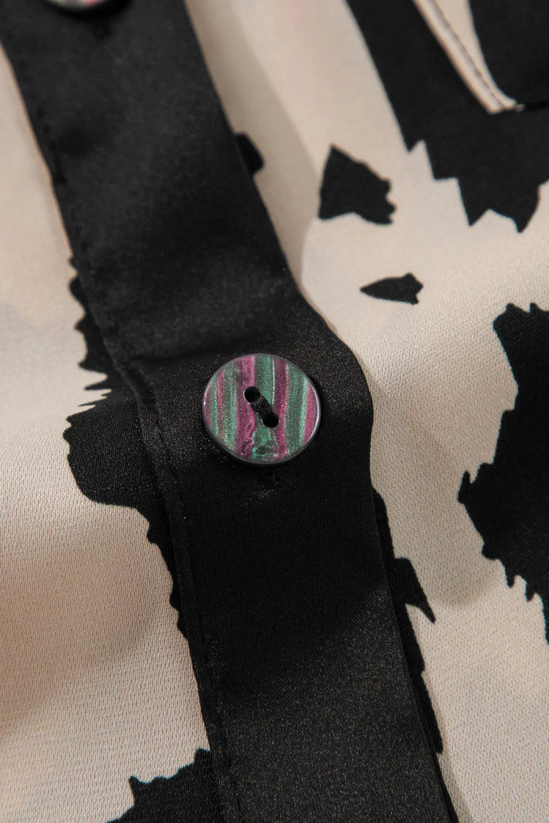 Button Up Long Sleeve Top and Pants Lounge Set - CELIVINE