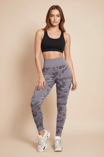 Camo Print Seamless High Waist Yoga Leggings - CELIVINE