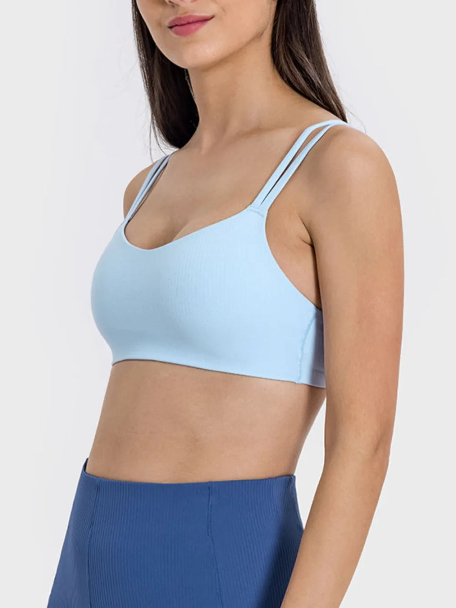Scoop Neck Double Strap Active Cami - CELIVINE