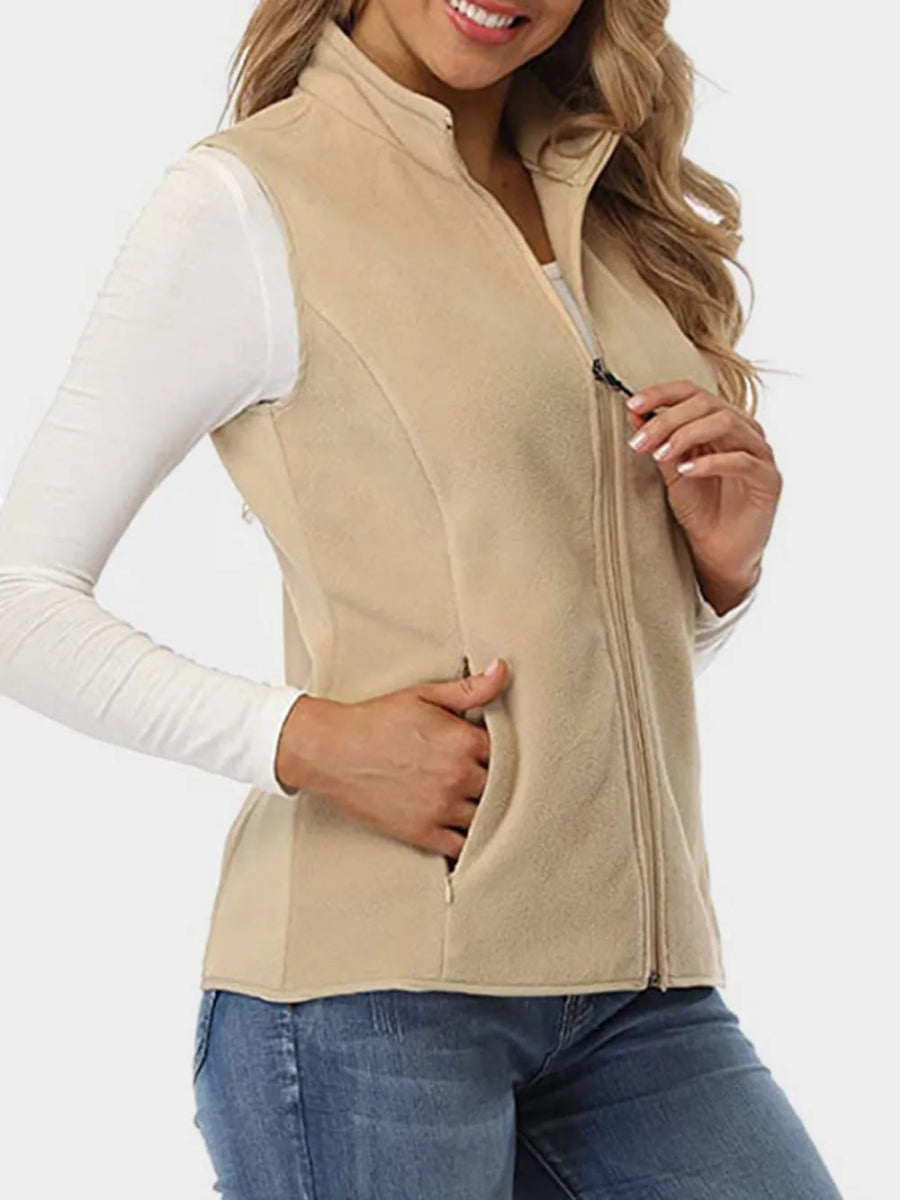 Zip Up Turtleneck Vest with Pockets - CELIVINE